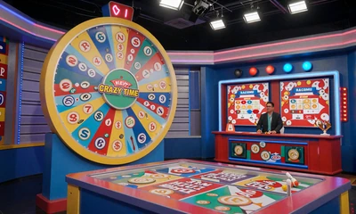 Crazy Time Live Game Show mit gro&szlig;em Gl&uuml;cksrad bei Dragonia Casino