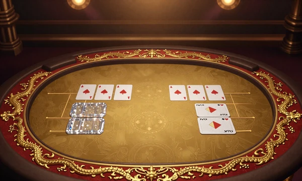 Dragonia Live Baccarat Tisch mit goldenem Dekor und eleganter VIP-Atmosph&auml;re