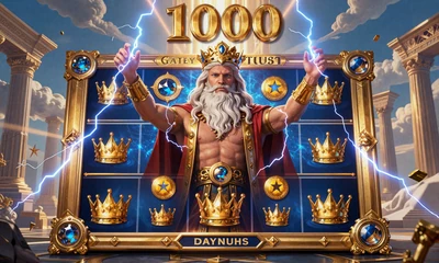 Gates of Olympus 1000 Slot mit Zeus und goldenen Multiplier-Symbolen bei Dragonia Casino