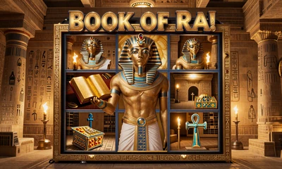 Book of Ra Slot &auml;gyptisches Abenteuer mit goldenem Buch Symbol bei Dragonia Casino